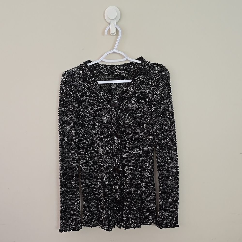 BCBG Black and White Cardigan Sweater